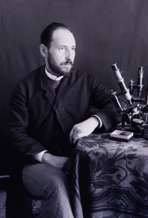 Self-portrait of Santiago Ramón y Cajal in his laboratory