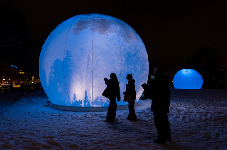 A light installation in Stockholm