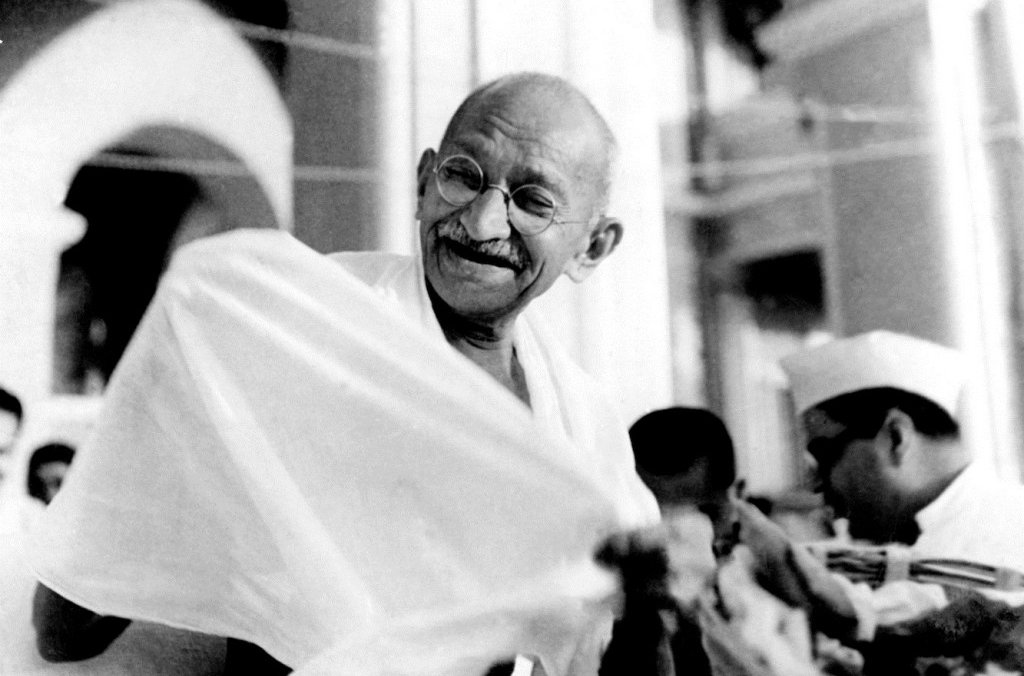 Mahatma Gandhi laughing