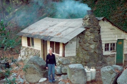 Frances at her cabin in the San Gabriel Mountains