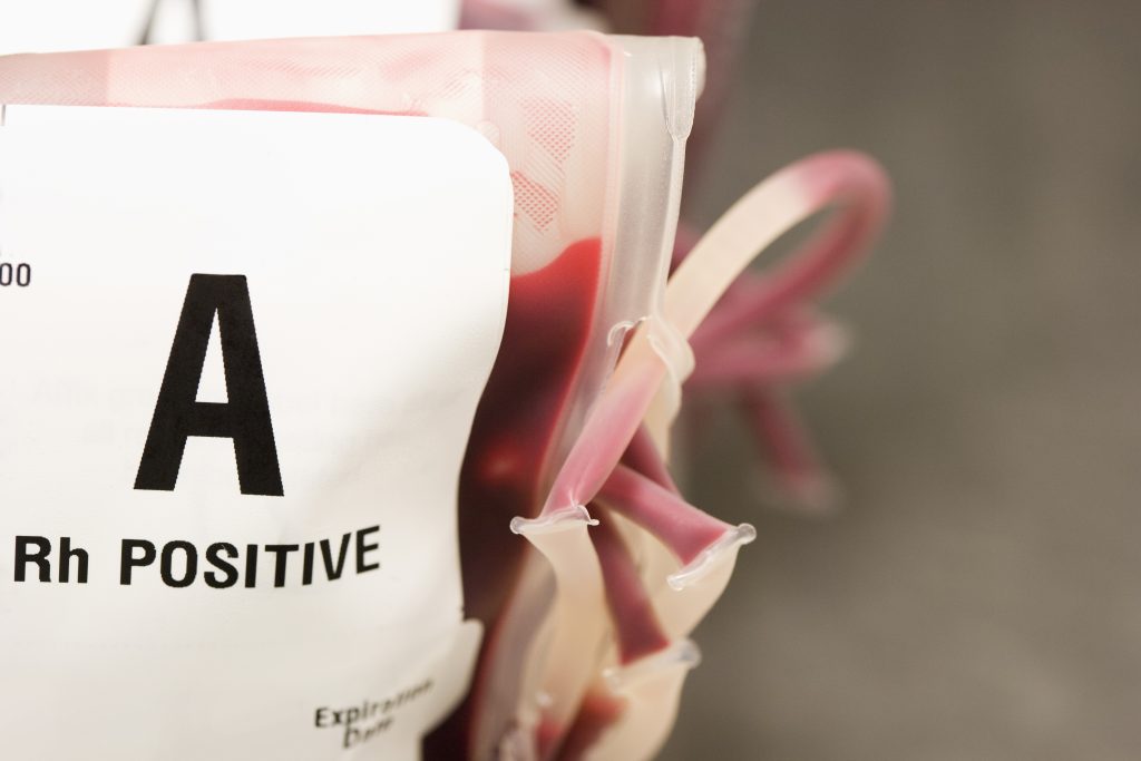 Close up of A positive blood in bag