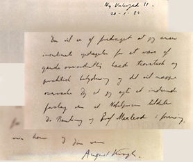 Letter from August Krogh to Göran Liljestrand