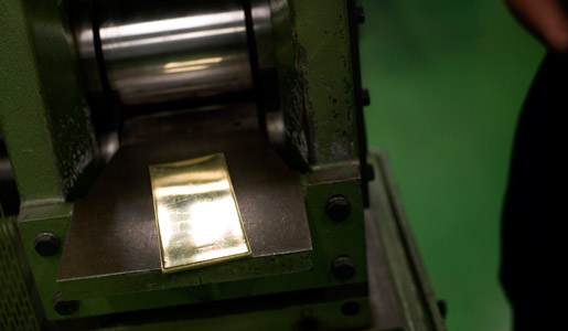 Gold sheets are rolled out