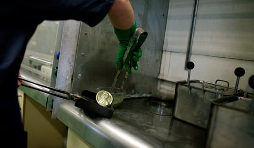 After a heat treatment the medal is cooled down