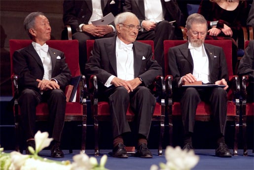 Close-up of the Nobel Laureates in Physics