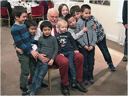 In the midst of some young budding scientists at a party in the Grand Hotel in Stockholm.