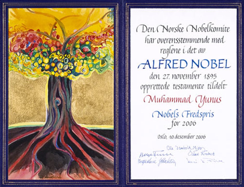 Muhammad Yunus - Nobel Prize diploma